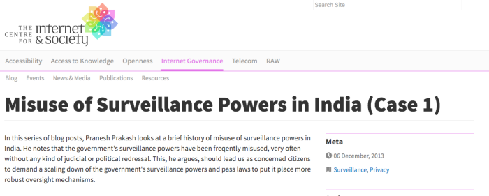 State of Surveillance in India