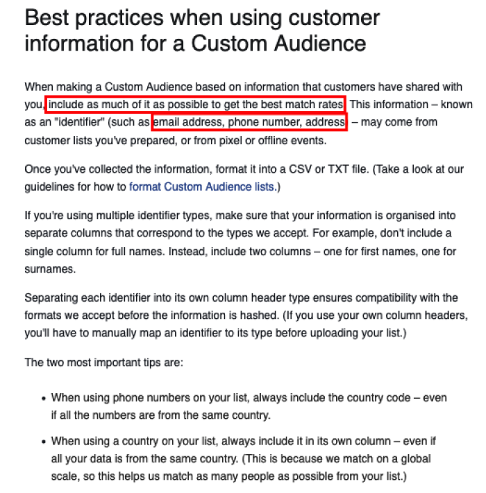 FB Custom Audience Best Practices