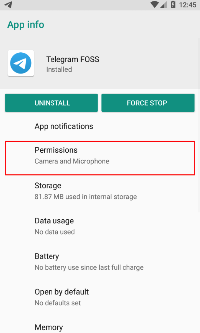 Telegram permissions