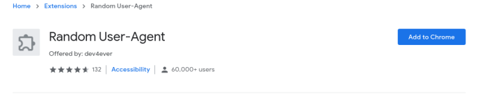 Chrome store page for Random User Agent