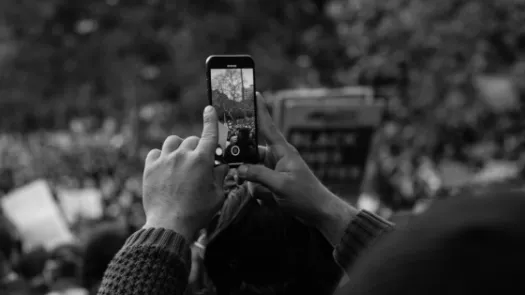 protester wiht phone