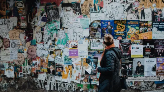 Woman looking at ads