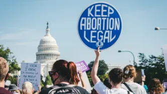 Women protesting outside US Capitol