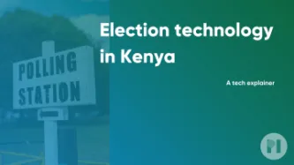 Sign saying "Polling station" with green-blue gradient over the top